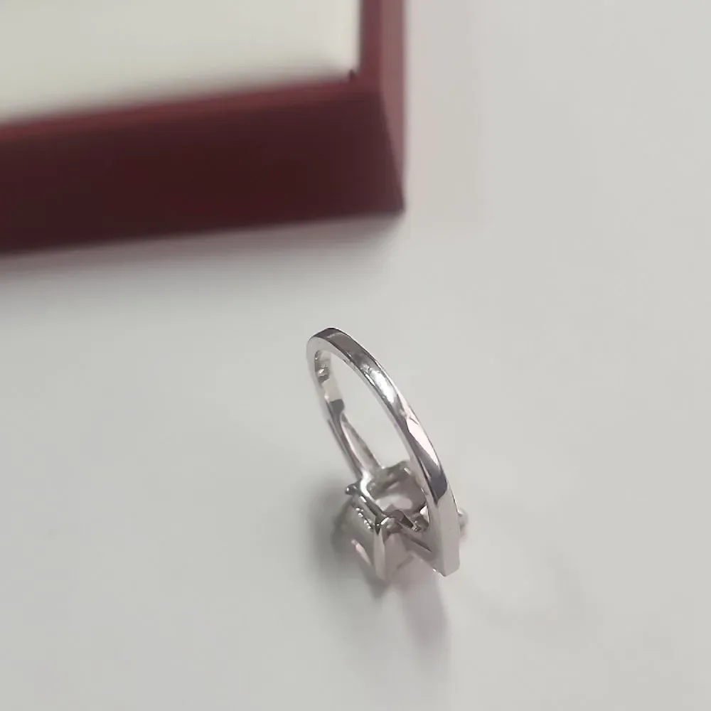 Silver-Tone Princess Cut Solitaire Ring with Baguette Accents - Clear Size 7